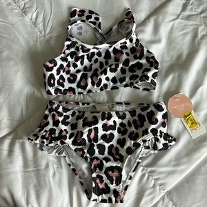 GB Girls size 6 leopard print 2 piece bathing suit